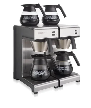 Mondo Matic Twin, Bravilor Bonamat, Snelfilter, water aansluiting, filterkoffie, warmhoud platen, kannenfunctie