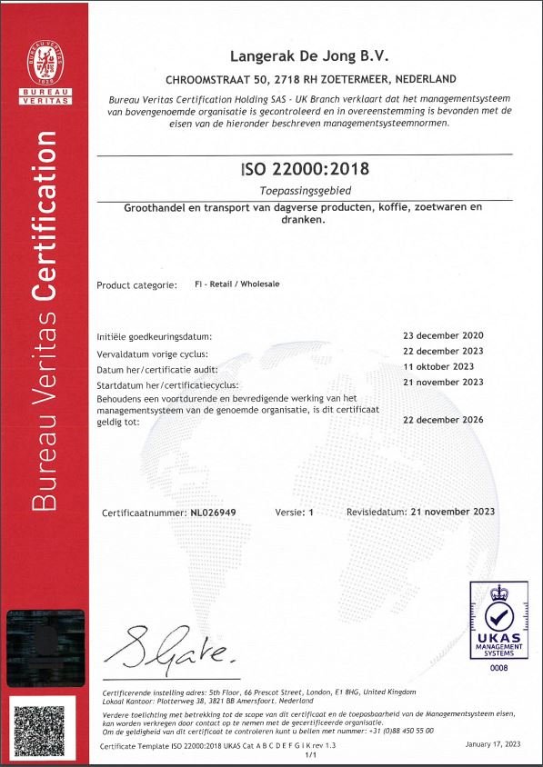 ISO certificaat 22000